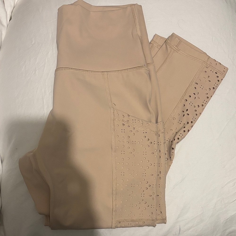 Aerie Tan Leggings with Eyelet Accents